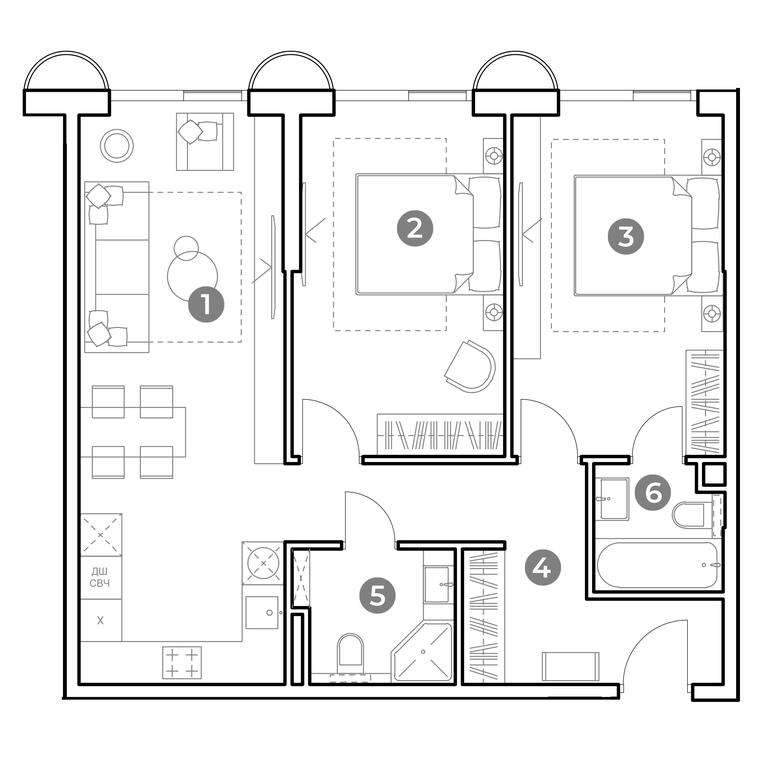 2-BD Apartment Sale, 70.2 sq. m. at Nametkin Tower, Namyotkina Street, 10А, Moscow, Russia #2 2-BD Apartment Sale, 70.2 sq. m. at Nametkin Tower, Namyotkina Street, 10А, Moscow, Russia #2