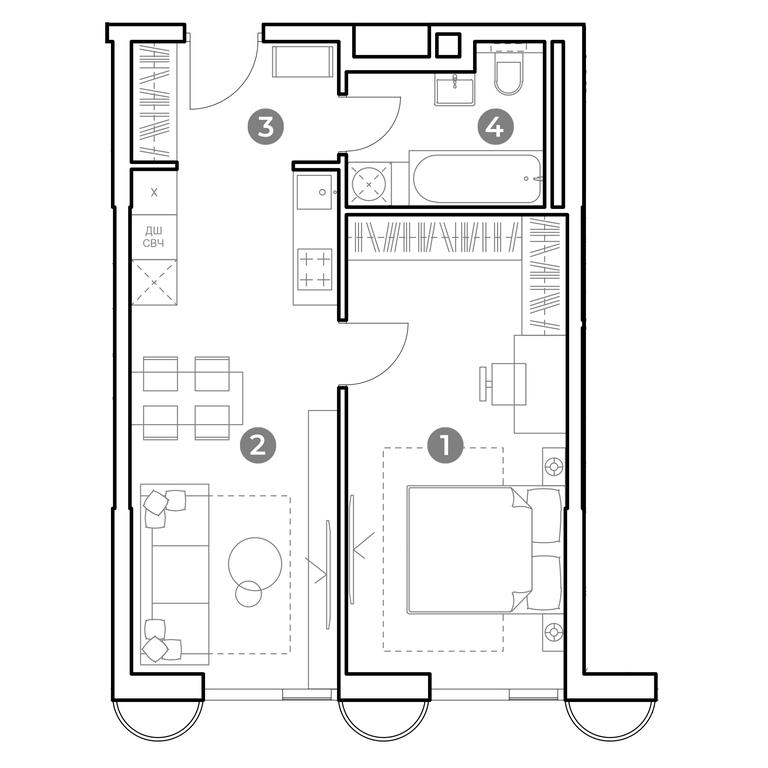 1-BD Apartment Sale, 47.1平方米 at Nametkin Tower, Namyotkina Street, 10А, Moscow, Russia #1 1-BD Apartment Sale, 47.1平方米 at Nametkin Tower, Namyotkina Street, 10А, Moscow, Russia #1