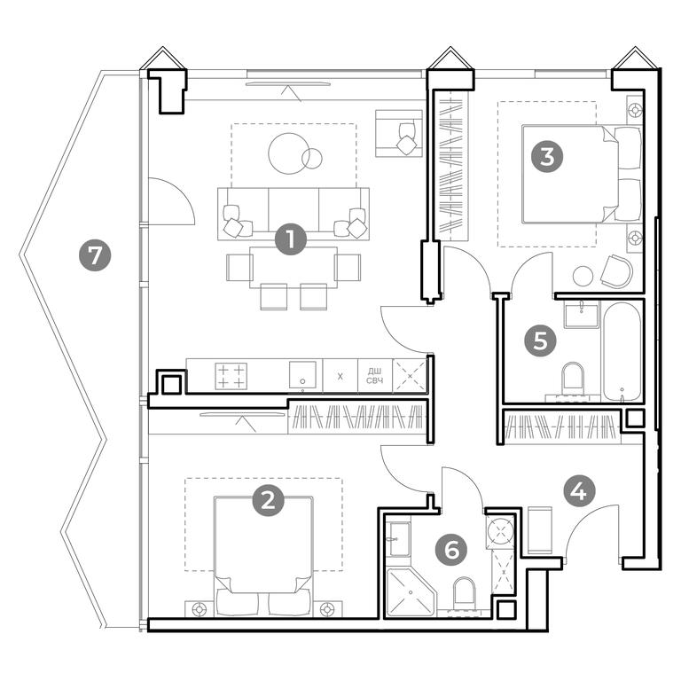 2-BD Apartment Sale, 84.4 sq. m. at Nametkin Tower, Namyotkina Street, 10А, Moscow, Russia #1 2-BD Apartment Sale, 84.4 sq. m. at Nametkin Tower, Namyotkina Street, 10А, Moscow, Russia #1