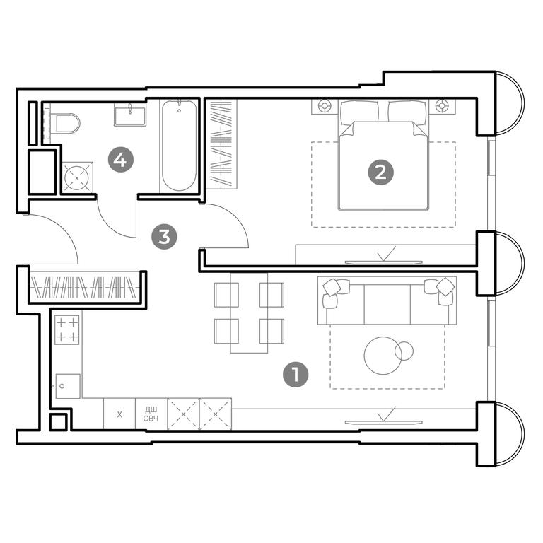 1-BD Apartment Sale, 50 sq. m. at Nametkin Tower, Namyotkina Street, 10А, Moscow, Russia #1