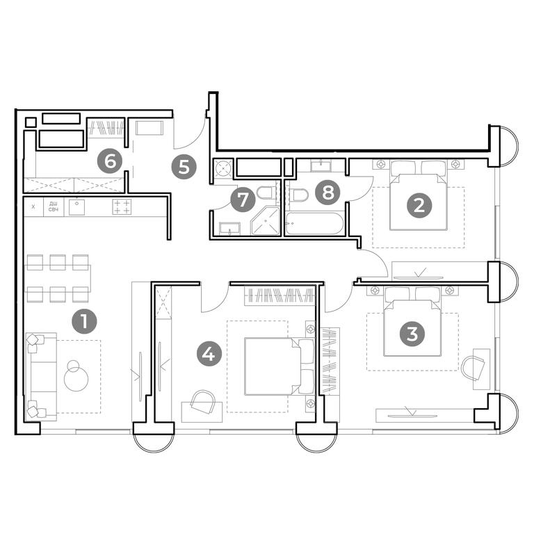 3-BD Apartment Sale, 110.1 sq. m. at Nametkin Tower, Namyotkina Street, 10А, Moscow, Russia #1