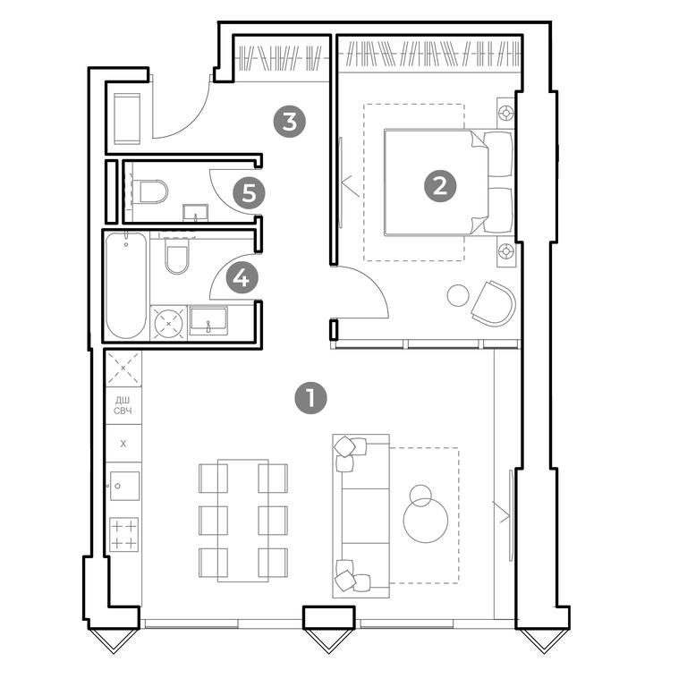 1-BD Apartment Sale, 58.4 sq. m. at Nametkin Tower, Namyotkina Street, 10А, Moscow, Russia #2 1-BD Apartment Sale, 58.4 sq. m. at Nametkin Tower, Namyotkina Street, 10А, Moscow, Russia #2