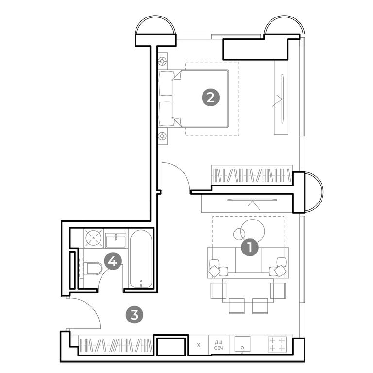1-BD Apartment Sale, 46.1平方米 at Nametkin Tower, Namyotkina Street, 10А, Moscow, Russia #1 1-BD Apartment Sale, 46.1平方米 at Nametkin Tower, Namyotkina Street, 10А, Moscow, Russia #1