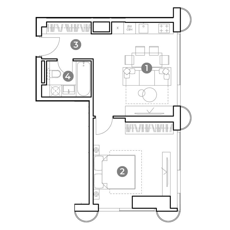 1-BD Apartment Sale, 46.2平方米 at Nametkin Tower, Namyotkina Street, 10А, Moscow, Russia #1 1-BD Apartment Sale, 46.2平方米 at Nametkin Tower, Namyotkina Street, 10А, Moscow, Russia #1