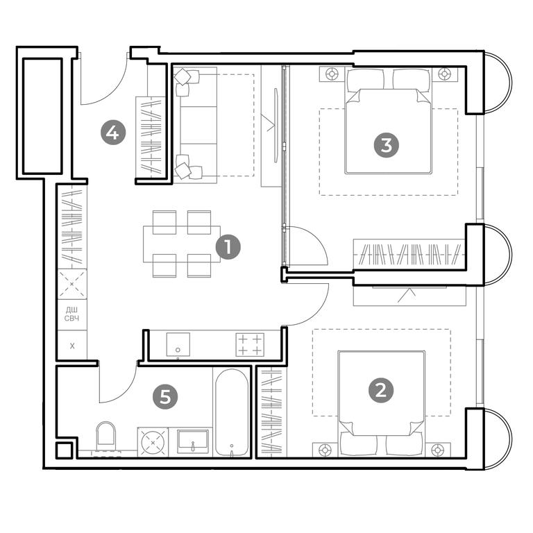 2-BD Apartment Sale, 59.6 sq. m. at Nametkin Tower, Namyotkina Street, 10А, Moscow, Russia #1 2-BD Apartment Sale, 59.6 sq. m. at Nametkin Tower, Namyotkina Street, 10А, Moscow, Russia #1