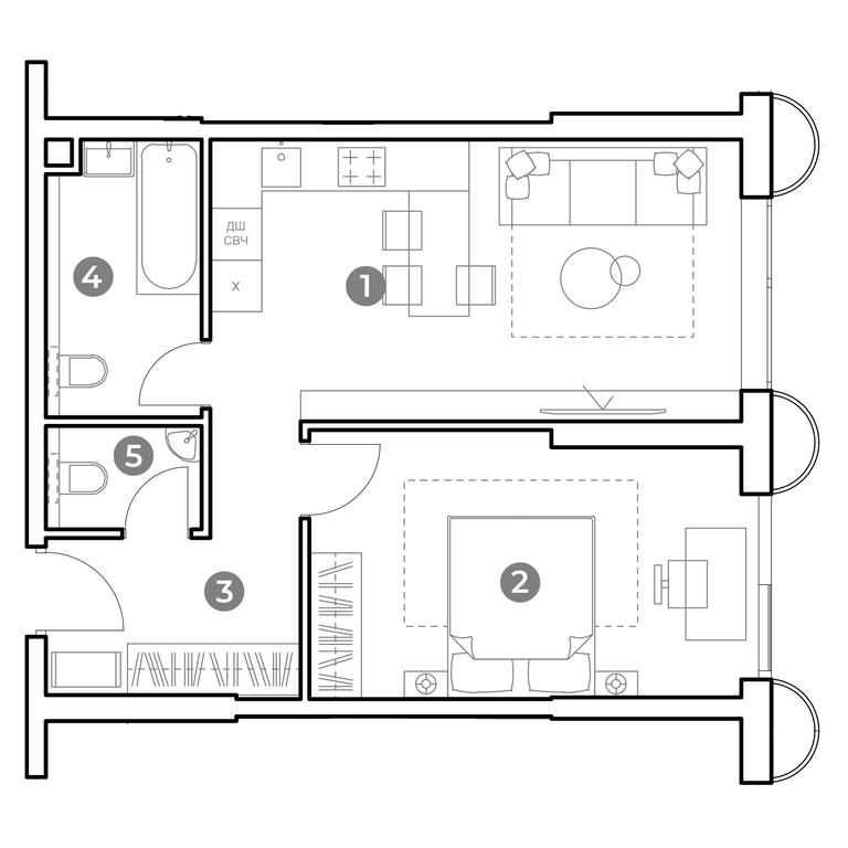 1-BD Apartment Sale, 50.6 sq. m. at Nametkin Tower, Namyotkina Street, 10А, Moscow, Russia #1
