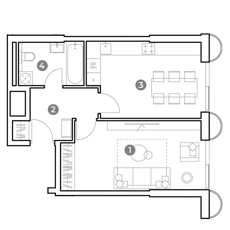1-BD Apartment Sale, 44.8 sq. m. at Nametkin Tower, Namyotkina Street, 10А, Moscow, Russia #1