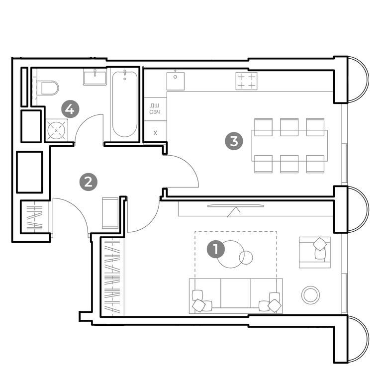 1-BD Apartment Sale, 44.8 sq. m. at Nametkin Tower, Namyotkina Street, 10А, Moscow, Russia #2