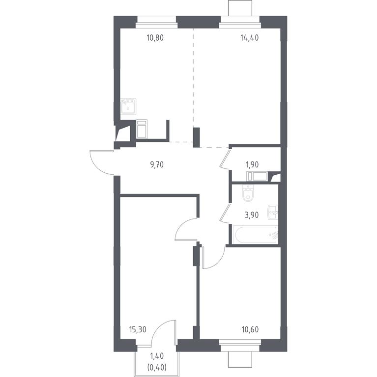 1-BD Apartment Sale, 68.7 sq. m. at Liubertsy, ulitsa Kamova, 5к1, Lyubertsy, Moscow Region, Russia #1
