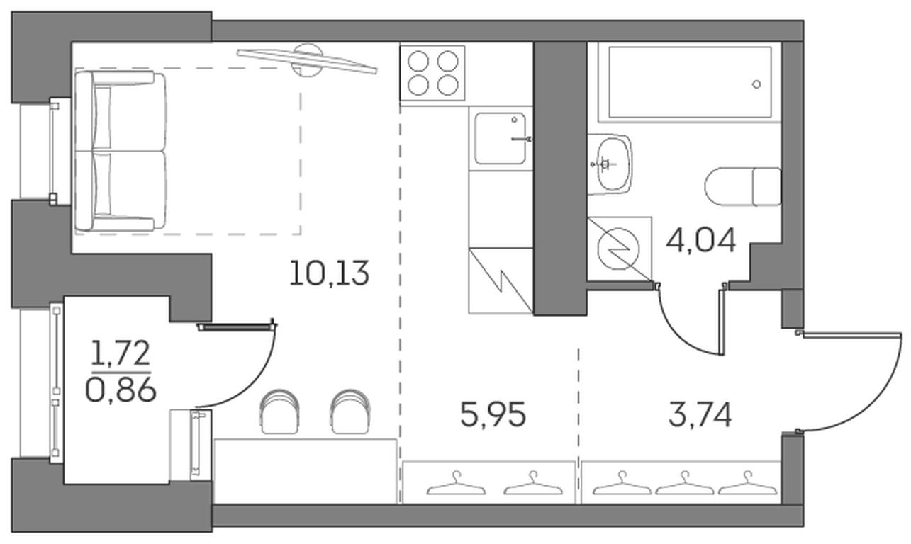 Apartment Sale, 24.72平方米 at Akvilon Beside 2 0, Ryazansky Avenue, Moscow, Russia #1