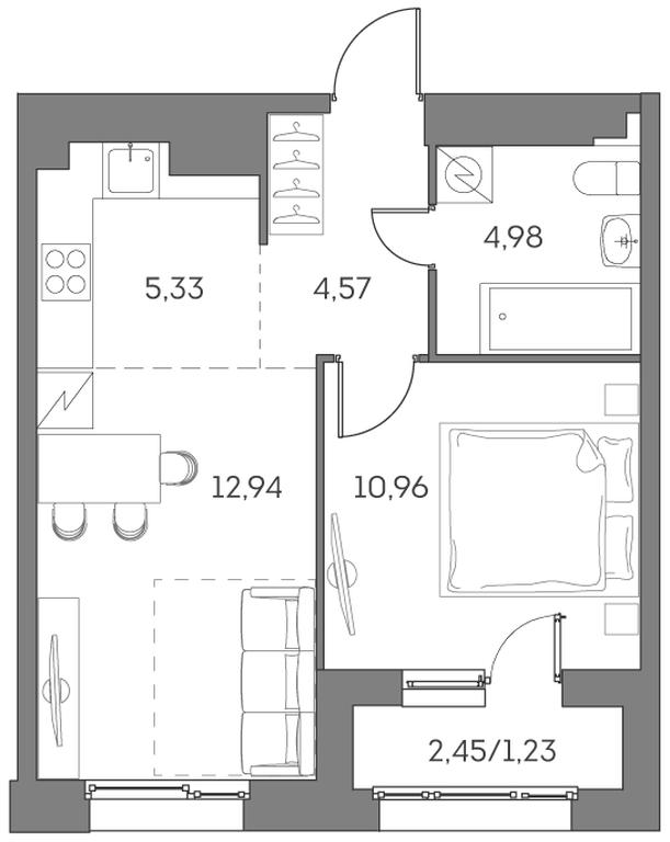 Apartment Sale, 40.01平方米 at Akvilon Beside 2 0, Ryazansky Avenue, Moscow, Russia #2