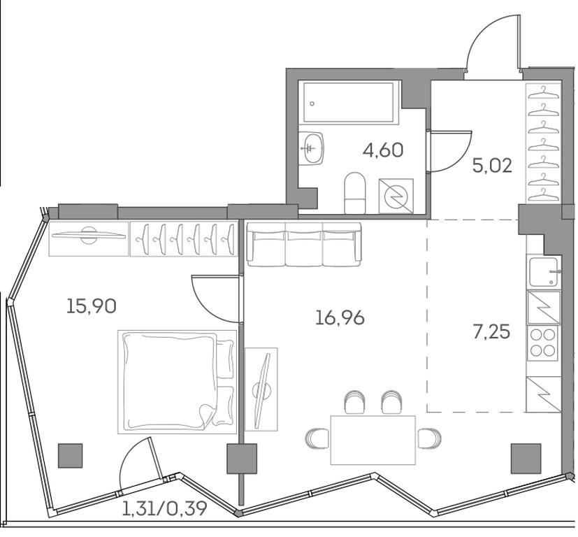 Apartment Sale, 50.12平方米 at Akvilon Beside 2 0, Ryazansky Avenue, Moscow, Russia #2