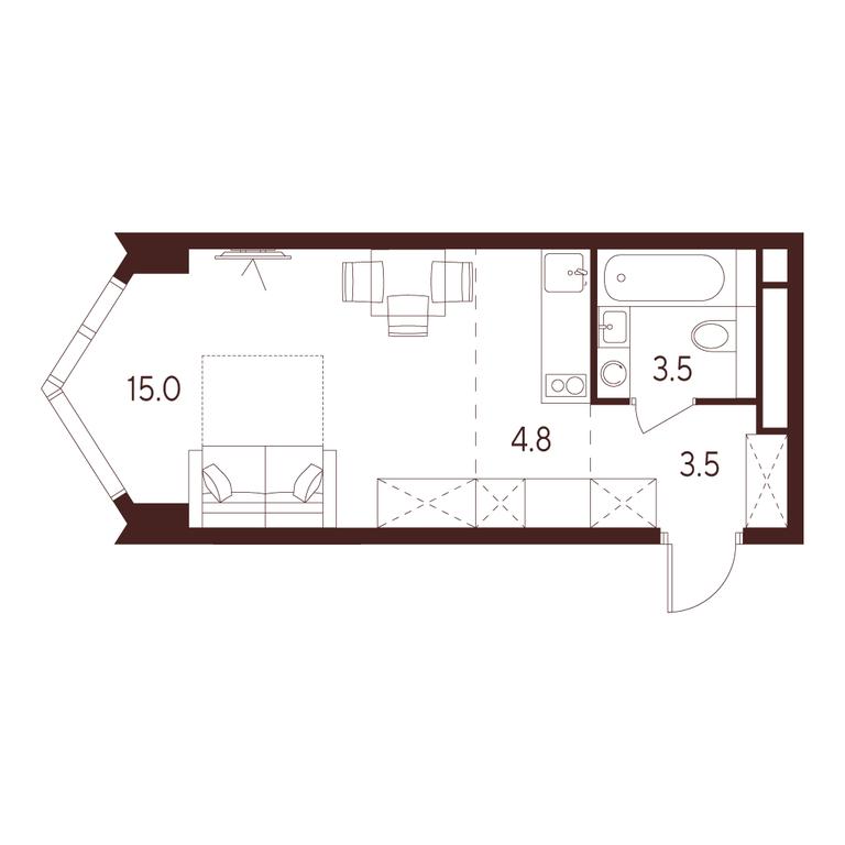 Apartment Sale, 26.8 sq. m. at INDY TOWERS (Indi Tauerz), Kuusinen Street, Moscow, Russia #1