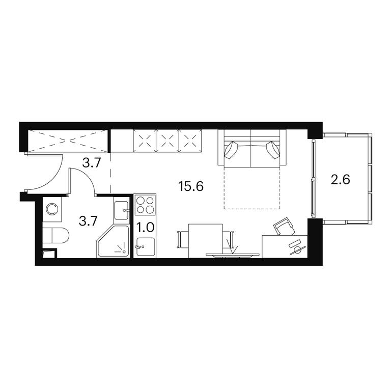 Apartment Sale, 26.6平方米 at Akvilon Signal (Akvilon Signal), Signalny Drive, 12, Moscow, Russia #1