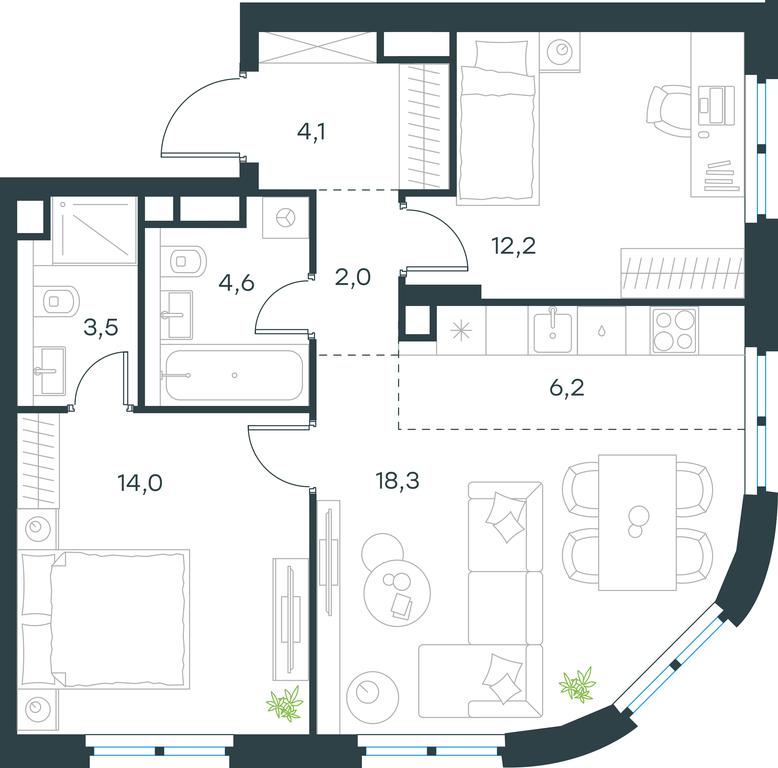 2-BD Apartment Sale, 64.9 sq. m. at Level Nizhegorodskaja, Perovskoye Highway, 21с1, Moscow, Russia #1 2-BD Apartment Sale, 64.9 sq. m. at Level Nizhegorodskaja, Perovskoye Highway, 21с1, Moscow, Russia #1