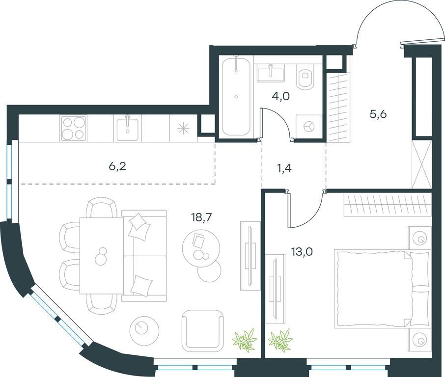 1-BD Apartment Sale, 48.9平方米 at Level Nizhegorodskaja, Perovskoye Highway, 21с1, Moscow, Russia #1