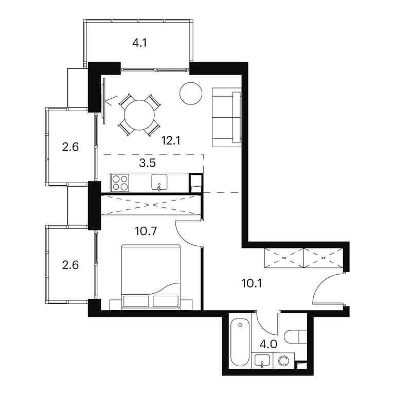 1-BD Apartment Sale, 49.4 sq. m. at Akvilon Signal (Akvilon Signal), Signalny Drive, 12, Moscow, Russia #1