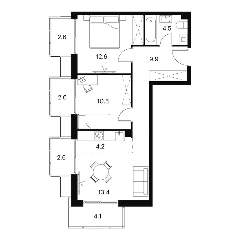 2-BD Apartment Sale, 67 sq. m. at Akvilon Signal (Akvilon Signal), Signalny Drive, 12, Moscow, Russia #1