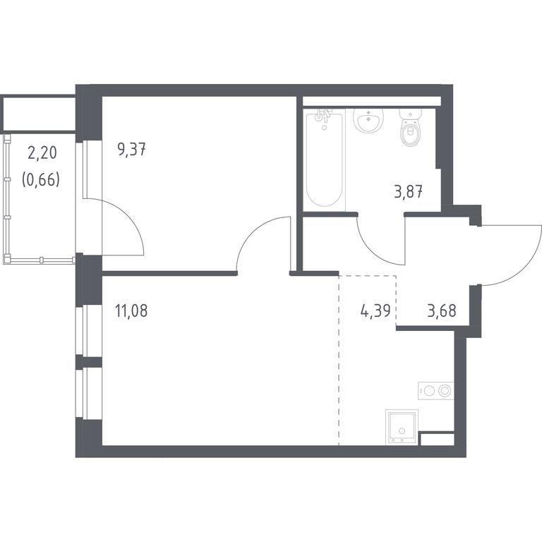 Apartment Sale, 33.05平方米 at Kvartal Aviatorov, ulitsa Koldunova, Aviatorov Microdistrict, Balashikha, Moscow Region, Russia #1