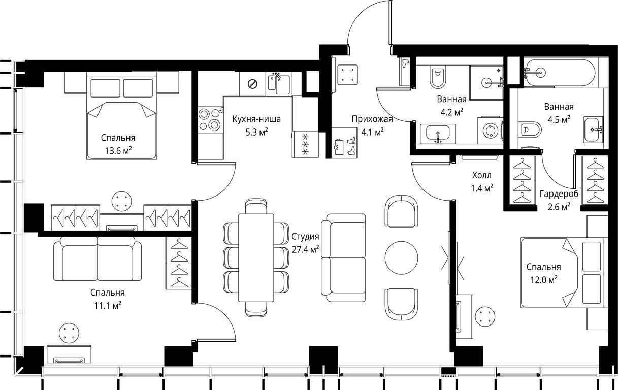 3-BD Apartment Sale, 86.2 sq. m. at Symphony 34, 2nd Khutorskaya Street, 38А, Moscow, Russia #2