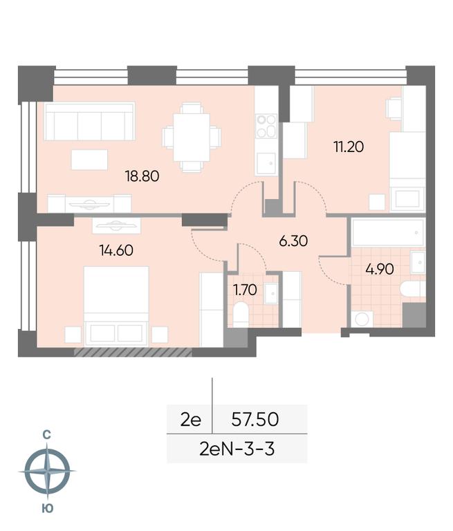 2-BD Apartment Sale, 57.5 sq. m. at Wave, Borisovskye Prudy Street, 1Б, Moscow, Russia #1 2-BD Apartment Sale, 57.5 sq. m. at Wave, Borisovskye Prudy Street, 1Б, Moscow, Russia #1
