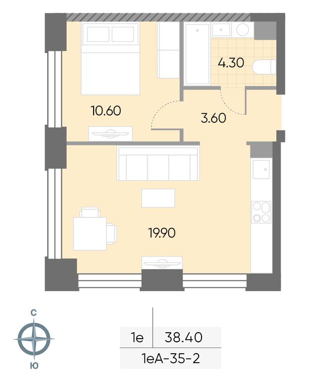 1-BD Apartment Sale, 38.4 sq. m. at Wave, Borisovskye Prudy Street, 1Б, Moscow, Russia #1