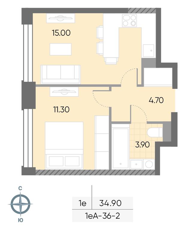 1-BD Apartment Sale, 34.9 sq. m. at Wave, Borisovskye Prudy Street, 1Б, Moscow, Russia #1 1-BD Apartment Sale, 34.9 sq. m. at Wave, Borisovskye Prudy Street, 1Б, Moscow, Russia #1