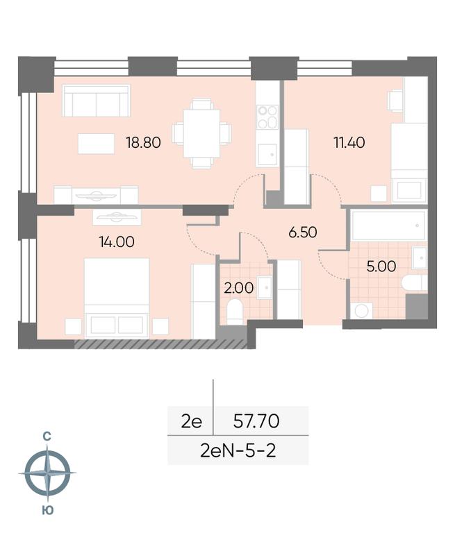 2-BD Apartment Sale, 57.7 sq. m. at Wave, Borisovskye Prudy Street, 1Б, Moscow, Russia #2 2-BD Apartment Sale, 57.7 sq. m. at Wave, Borisovskye Prudy Street, 1Б, Moscow, Russia #2