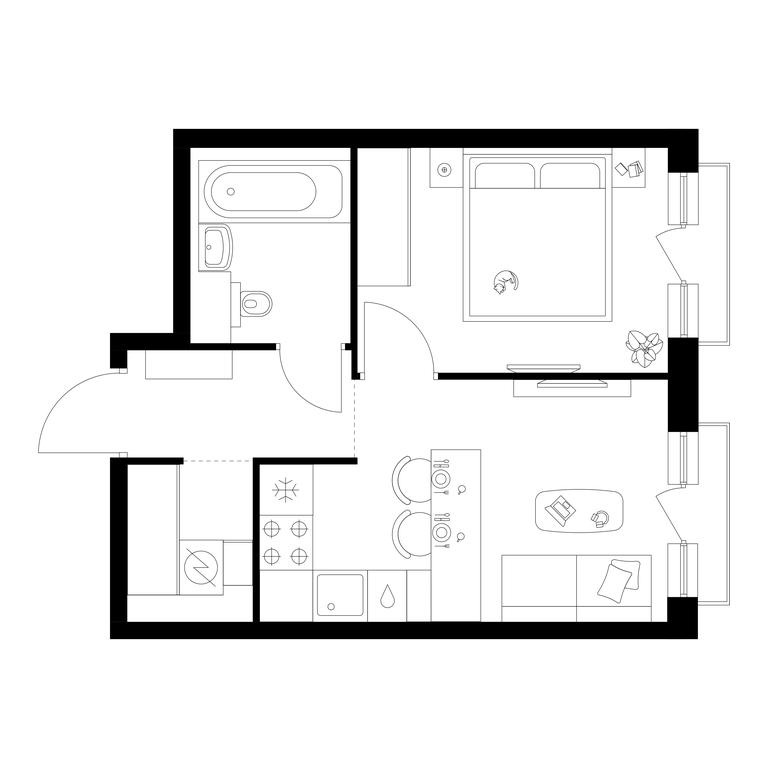 1-BD Apartment Sale, 30 sq. m. at Kutuzovskiy Kvartal, Ivana Franko Street, 20к1, Moscow, Russia #1 1-BD Apartment Sale, 30 sq. m. at Kutuzovskiy Kvartal, Ivana Franko Street, 20к1, Moscow, Russia #1