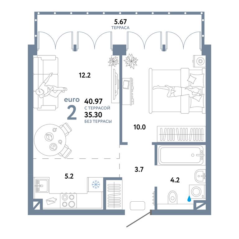 1-BD Apartment Sale, 40.97 sq. m. at Strana.Ozernaya, Ozyornaya Street, 42с7, Moscow, Russia #2