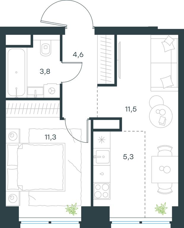 1-BD Apartment Sale, 36.5 sq. m. at Level Zvenigorodskaya, 3rd Silikatny Drive, 6к1, Moscow, Russia #1