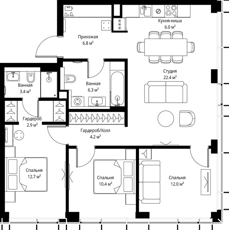 3-BD Apartment Sale, 87.1 sq. m. at Symphony 34, 2nd Khutorskaya Street, 38А, Moscow, Russia #2