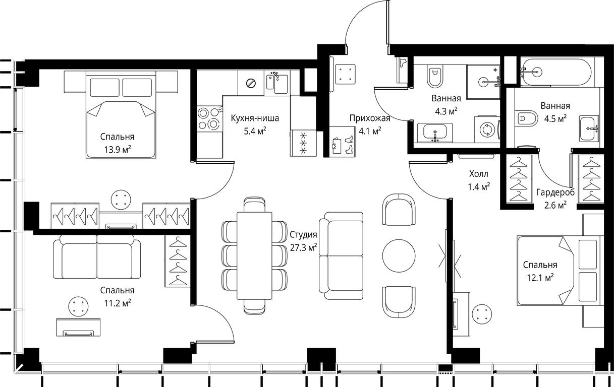 3-BD Apartment Sale, 86.8 sq. m. at Symphony 34, 2nd Khutorskaya Street, 38А, Moscow, Russia #2