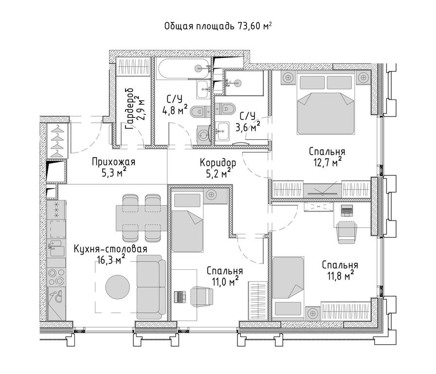3-BD Apartment Sale, 73.9平方米 at City Bay, Volokolamskoye Highway, 95с3, Moscow, Russia #1 3-BD Apartment Sale, 73.9平方米 at City Bay, Volokolamskoye Highway, 95с3, Moscow, Russia #1