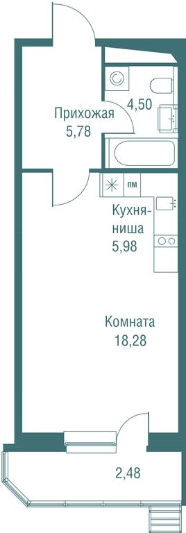 Apartment Sale, 37.02平方米 at Odinburg, Severnaya Street, 11, Odintsovo, Moscow Region, Russia #1