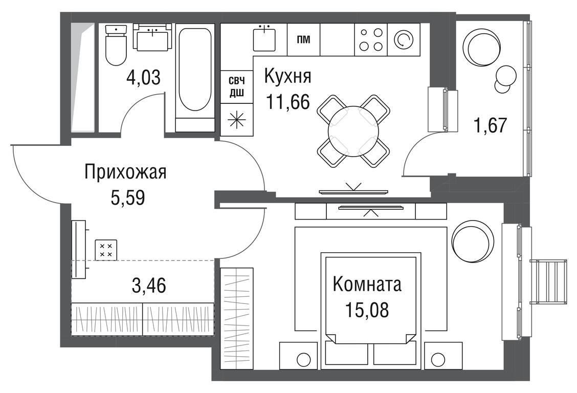 1-BD Apartment Sale, 41.49平方米 at Odinburg, Severnaya Street, 11, Odintsovo, Moscow Region, Russia #2 1-BD Apartment Sale, 41.49平方米 at Odinburg, Severnaya Street, 11, Odintsovo, Moscow Region, Russia #2