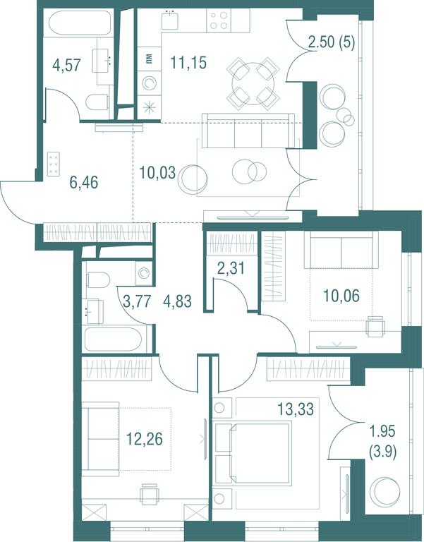 4-BD Apartment Sale, 83.22 sq. m. at Odinburg, Severnaya Street, 11, Odintsovo, Moscow Region, Russia #1 4-BD Apartment Sale, 83.22 sq. m. at Odinburg, Severnaya Street, 11, Odintsovo, Moscow Region, Russia #1