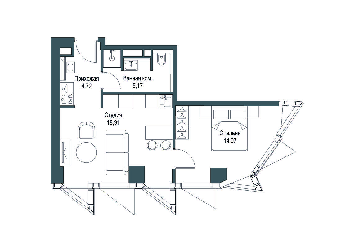 1-BD Apartment Sale, 42.87 sq. m. at Famous, Bagrationovsky Drive, 5к2, Moscow, Russia #1 1-BD Apartment Sale, 42.87 sq. m. at Famous, Bagrationovsky Drive, 5к2, Moscow, Russia #1
