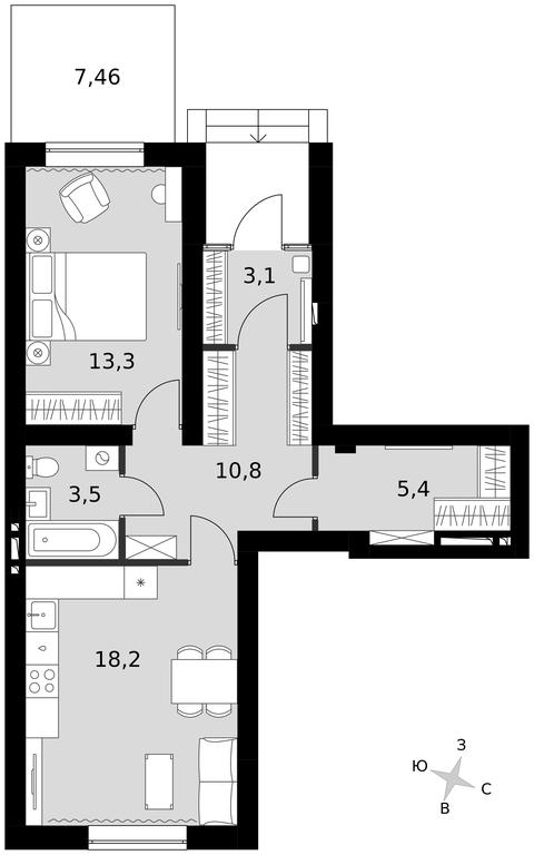 1-BD Apartment Sale, 54平方米 at Park Aprel, ulitsa Park Aprel, 1, Aprelevka, Naro-Fominskiy City District, Moscow Region, Russia #1 1-BD Apartment Sale, 54平方米 at Park Aprel, ulitsa Park Aprel, 1, Aprelevka, Naro-Fominskiy City District, Moscow Region, Russia #1