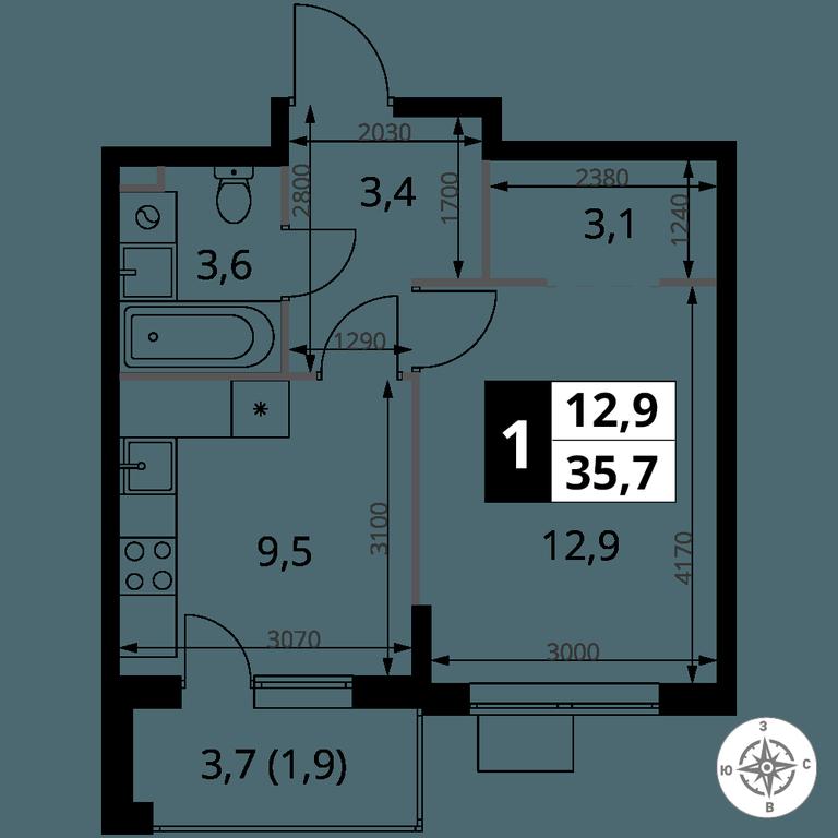1-BD Apartment Sale, 35.7平方米 at Pervy Sheremetevskij, Komsomolskaya Street, 16, Khimki, Moscow Region, Russia #1 1-BD Apartment Sale, 35.7平方米 at Pervy Sheremetevskij, Komsomolskaya Street, 16, Khimki, Moscow Region, Russia #1