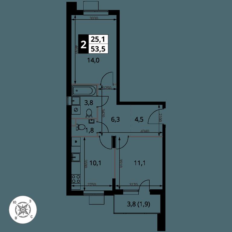 2-BD Apartment Sale, 53.5 sq. m. at Pervy Sheremetevskij, Komsomolskaya Street, 16, Khimki, Moscow Region, Russia #1 2-BD Apartment Sale, 53.5 sq. m. at Pervy Sheremetevskij, Komsomolskaya Street, 16, Khimki, Moscow Region, Russia #1