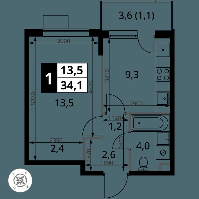 1-BD Apartment Sale, 34.1 sq. m. at Pervy Sheremetevskij, Komsomolskaya Street, 16, Khimki, Moscow Region, Russia #1 1-BD Apartment Sale, 34.1 sq. m. at Pervy Sheremetevskij, Komsomolskaya Street, 16, Khimki, Moscow Region, Russia #1