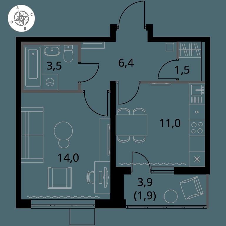 1-BD Apartment Sale, 38.3 sq. m. at Pervy Yuzhny, zhiloy kompleks Pervy Yuzhny, Leninskiy City District, Moscow Region, Russia #1 1-BD Apartment Sale, 38.3 sq. m. at Pervy Yuzhny, zhiloy kompleks Pervy Yuzhny, Leninskiy City District, Moscow Region, Russia #1