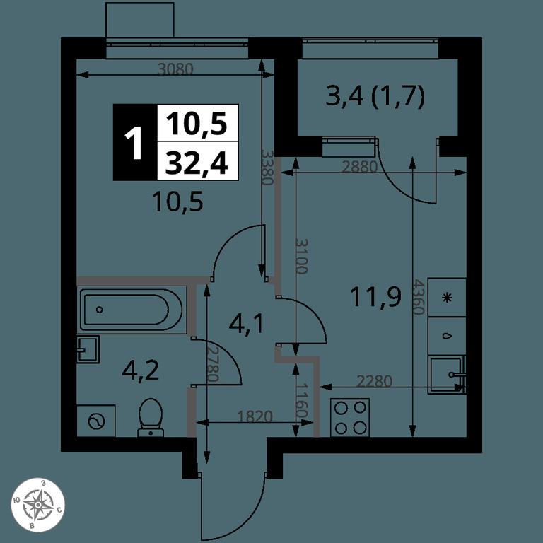 1-BD Apartment Sale, 32.4 sq. m. at 1 Yasenevskij, Kvartal № 24, Mosrentgen Settlement, Moscow, Russia #1 1-BD Apartment Sale, 32.4 sq. m. at 1 Yasenevskij, Kvartal № 24, Mosrentgen Settlement, Moscow, Russia #1