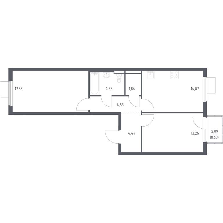 1-BD Apartment Sale, 60.67平方米 at Gorki Park, Shkolnaya ulitsa, 2, derevnya Korobovo, Leninskiy City District, Moscow Region, Russia #1 1-BD Apartment Sale, 60.67平方米 at Gorki Park, Shkolnaya ulitsa, 2, derevnya Korobovo, Leninskiy City District, Moscow Region, Russia #1