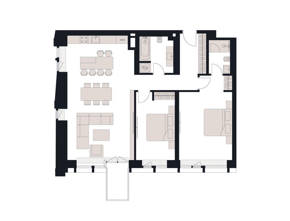 2-BD Apartment Sale, 116.7平方米 at Victory Park Residences, Bratyev Fonchenko Street, вл3, Moscow, Russia #1 2-BD Apartment Sale, 116.7平方米 at Victory Park Residences, Bratyev Fonchenko Street, вл3, Moscow, Russia #1