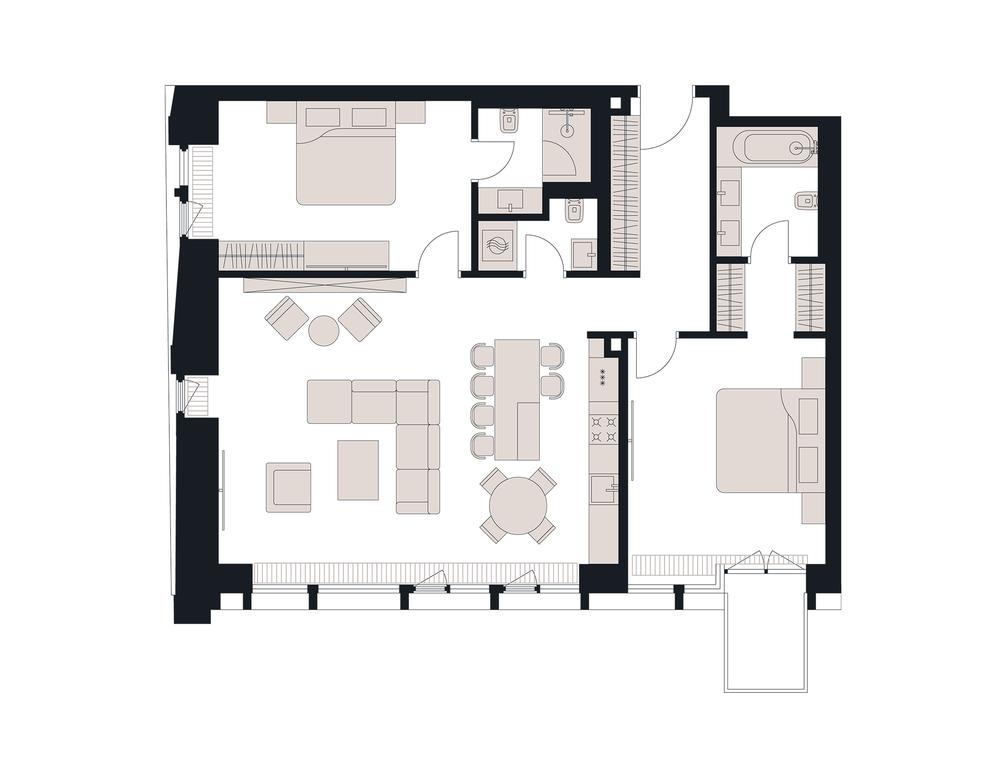 2-BD Apartment Sale, 117.5平方米 at Victory Park Residences, Bratyev Fonchenko Street, вл3, Moscow, Russia #1