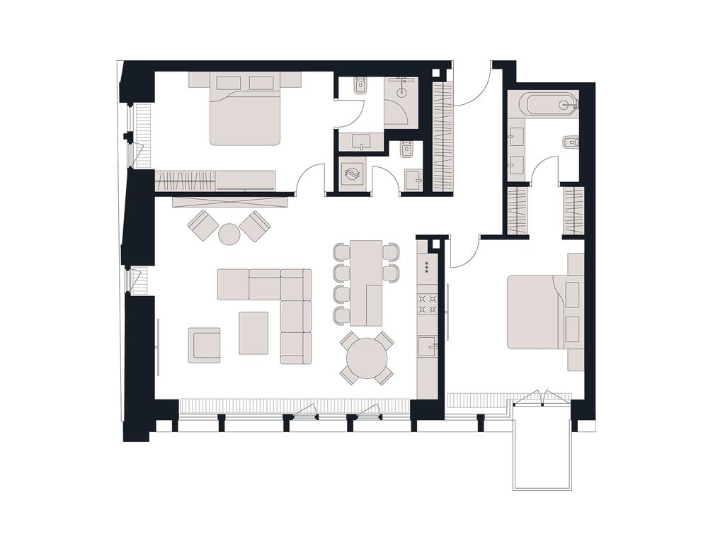 2-BD Apartment Sale, 117.5平方米 at Victory Park Residences, Bratyev Fonchenko Street, вл3, Moscow, Russia #2