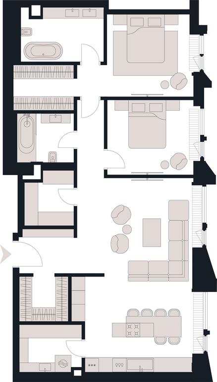 2-BD Apartment Sale, 120.2平方米 at Victory Park Residences, Bratyev Fonchenko Street, вл3, Moscow, Russia #2