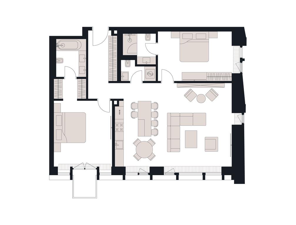 2-BD Apartment Sale, 117平方米 at Victory Park Residences, Bratyev Fonchenko Street, вл3, Moscow, Russia #1 2-BD Apartment Sale, 117平方米 at Victory Park Residences, Bratyev Fonchenko Street, вл3, Moscow, Russia #1